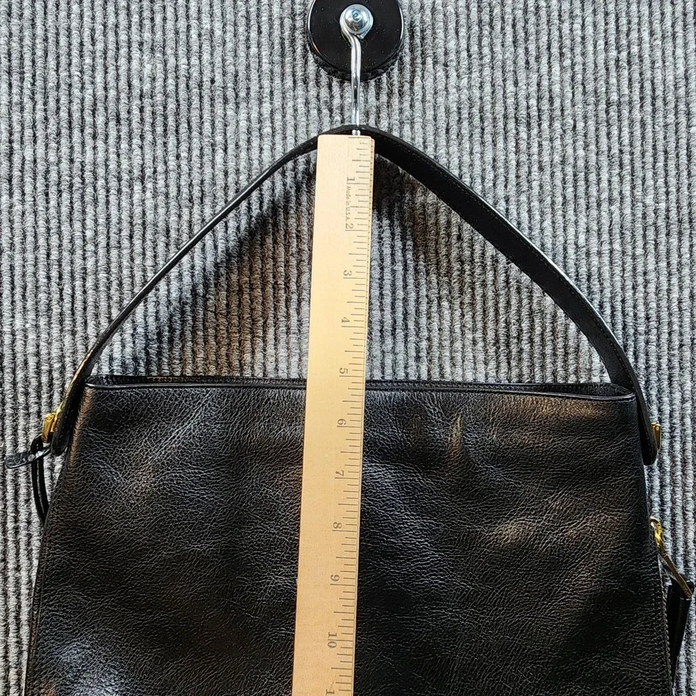 Fossil Maya Leather Bag Womens Black Leather Key Charm Zip‎ Slouchy Hobo Purse